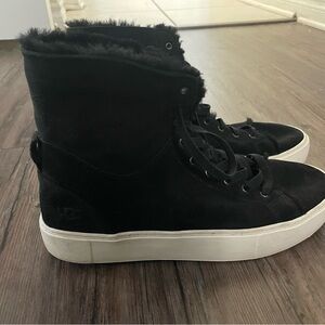 UGG BEVEN BLACK HIGH TOP ANKLE SUEDE SNEAKER US 10